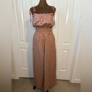 Sadie & Sage Brown Gingham Jumpsuit